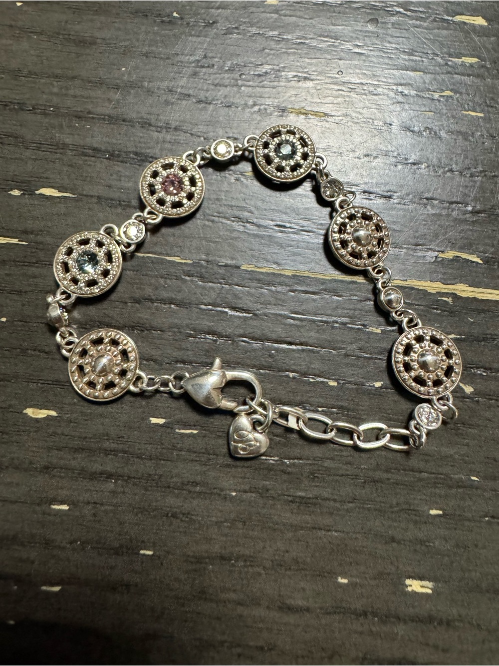 Brighton Silver Multi-Stone Disc Bracelet - Women's Jewelry